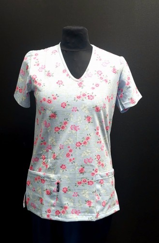 Kwiatki na błękicie bluza medyczna