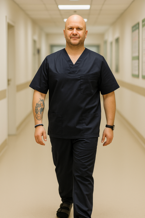 MĘSKA bluza medyczna CIEMNY GRANAT (tkanina)