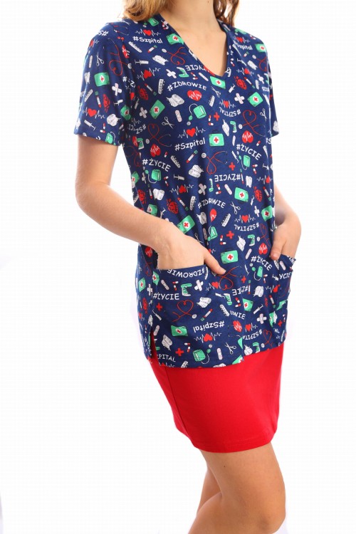 CZERWONA spódnica medyczna