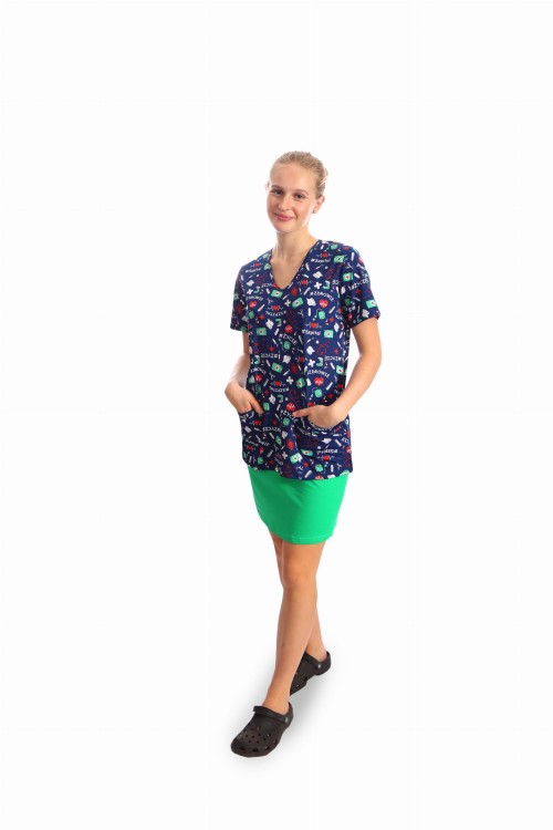 ZIELEŃ TRAWIASTA spódnica medyczna