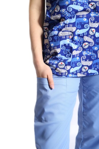 NIEBIESKIE spodnie medyczne BOJÓWKI