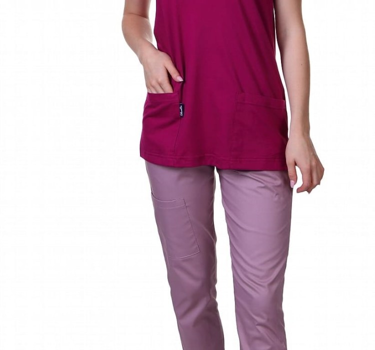 PUDROWY RÓŻ spodnie medyczne BOJÓWKI