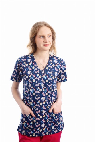 MOTYLE NA JEANSIE bluza medyczna