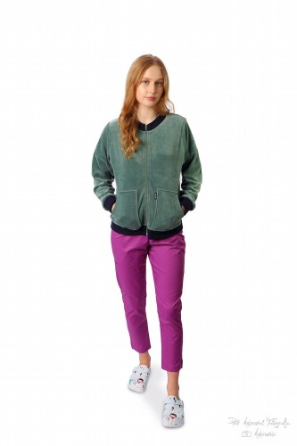 MIĘTA welurowa zapinana bluza