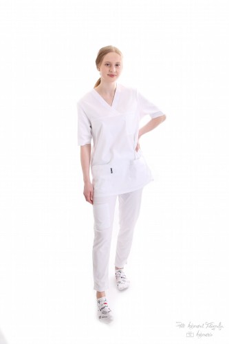 BIAŁA bluza medyczna BASIC  (tkanina)