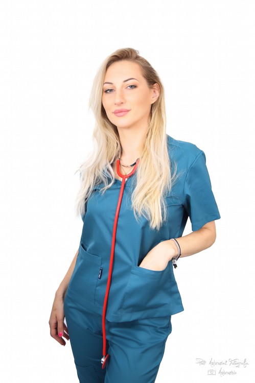 BUTELKOWA ZIELEŃ bluza medyczna SHORT (tkanina)