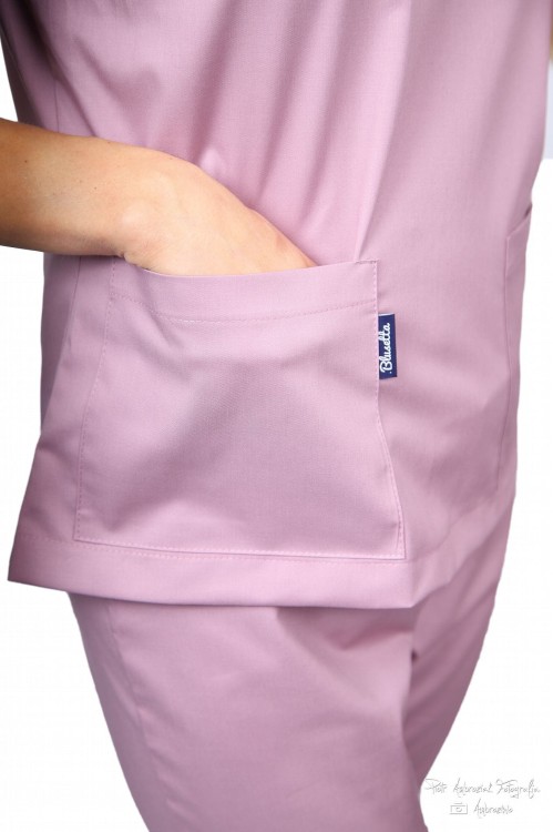 PUDROWY RÓŻ bluza medyczna SHORT (tkanina)