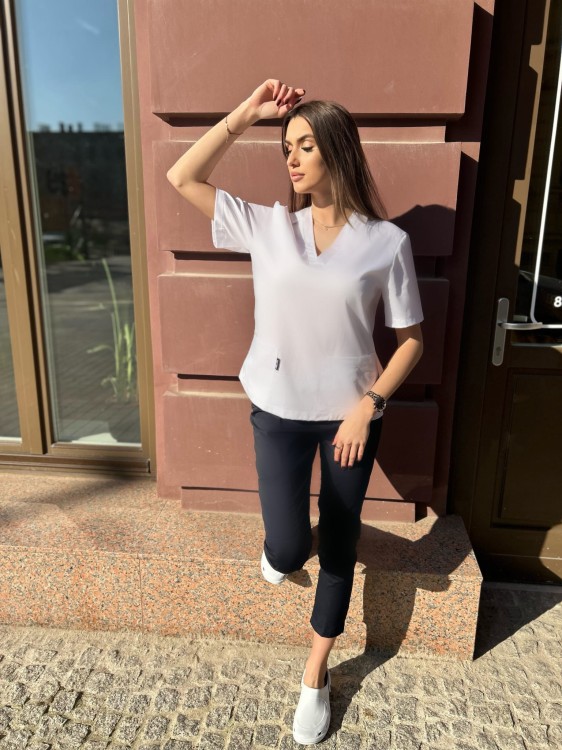 BIAŁA bluza medyczna SHORT (tkanina)