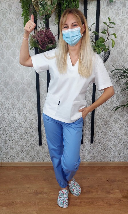 BIAŁA bluza medyczna SHORT (tkanina)