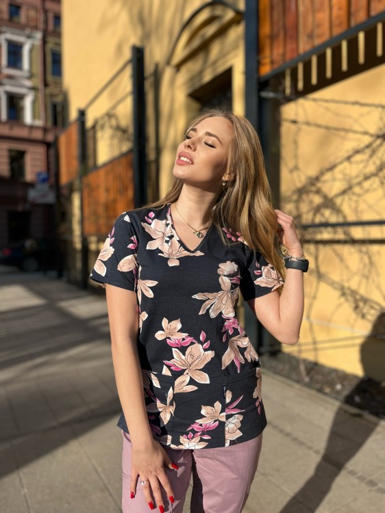 CZARNY LOTOS bluza medyczna