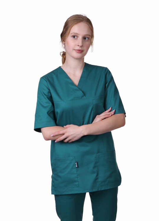 BUTELKOWA ZIELEŃ bluza medyczna BASIC (tkanina)